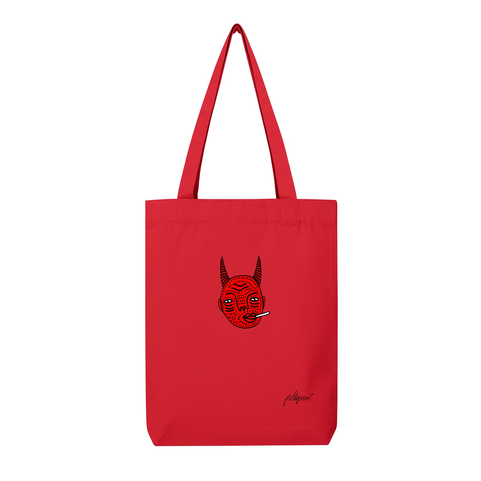 Red Devil Tote Bag by Polly Nor Recycled Cotton